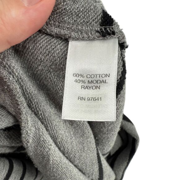 J. Jill Stripe Dress Medium TALL Gray Terry Cotton Long Sleeve Pockets Boho Warm - Picture 12 of 13